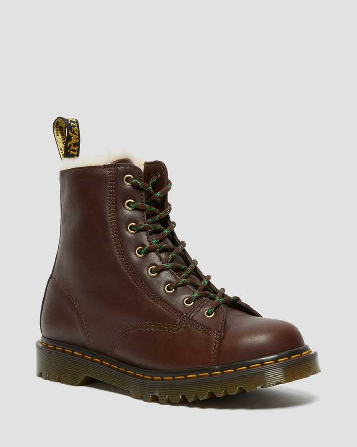 Dr Martens Mens Barton Made in England Shearling Lined Leather Ankle Boots Brown - 34198ZHOJ